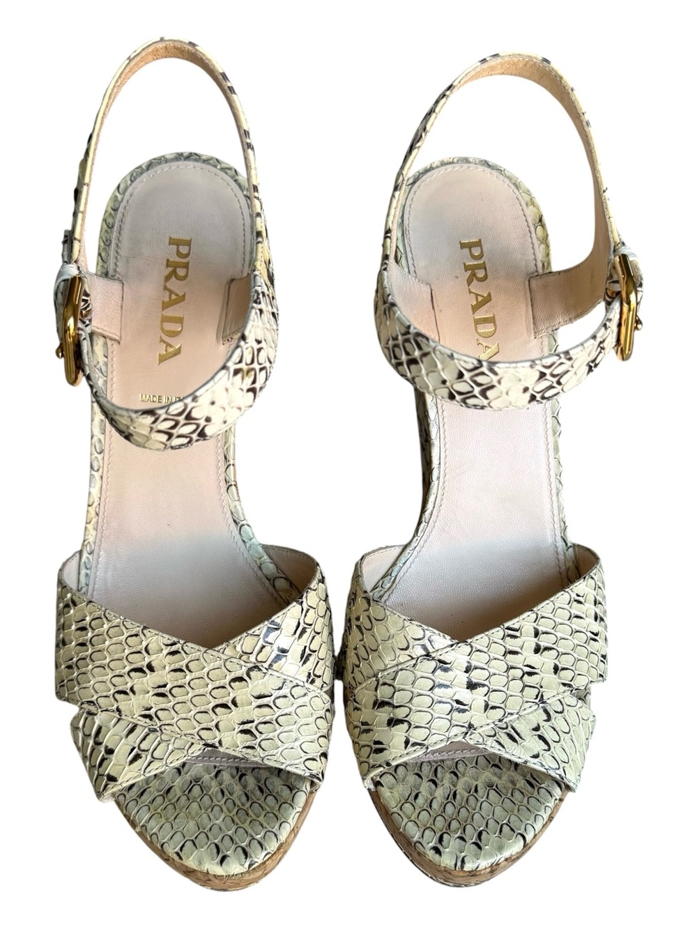 Prada Snakeskin Python Platform Sandals - Picture 3 of 12